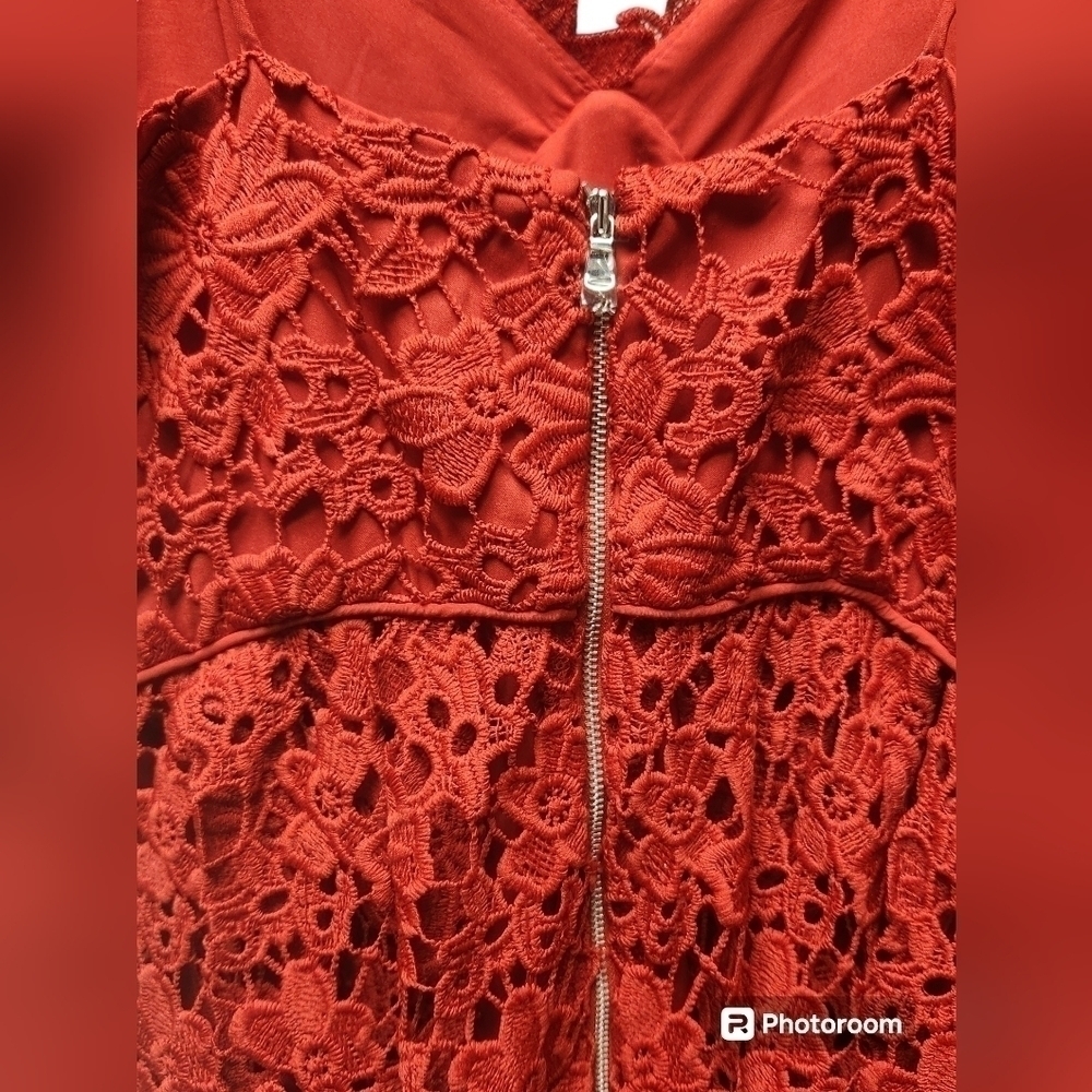 Donna Morgan Anthropologie Scarlet Floral Lace Dress Sz. 14 - Picture 9 of 10